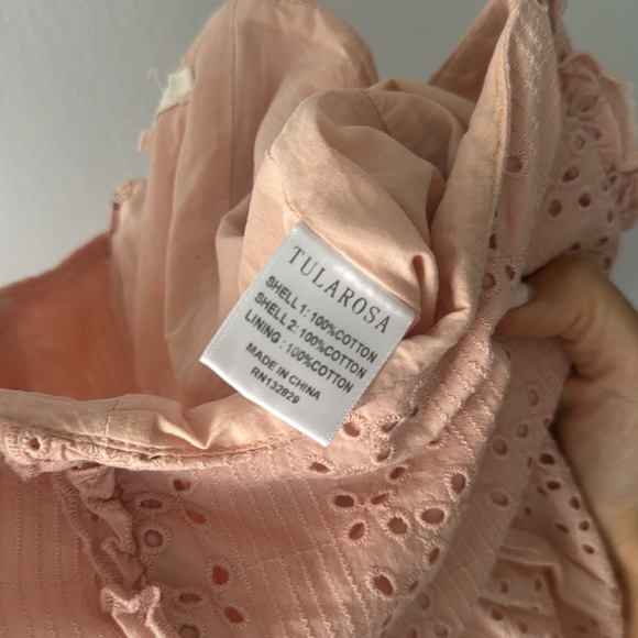 TULAROSA REVOLVE PINK LACE OFF SHOULDER COTTON MINI DRESS SMAL GREAT CONDITION - Picture 5 of 5